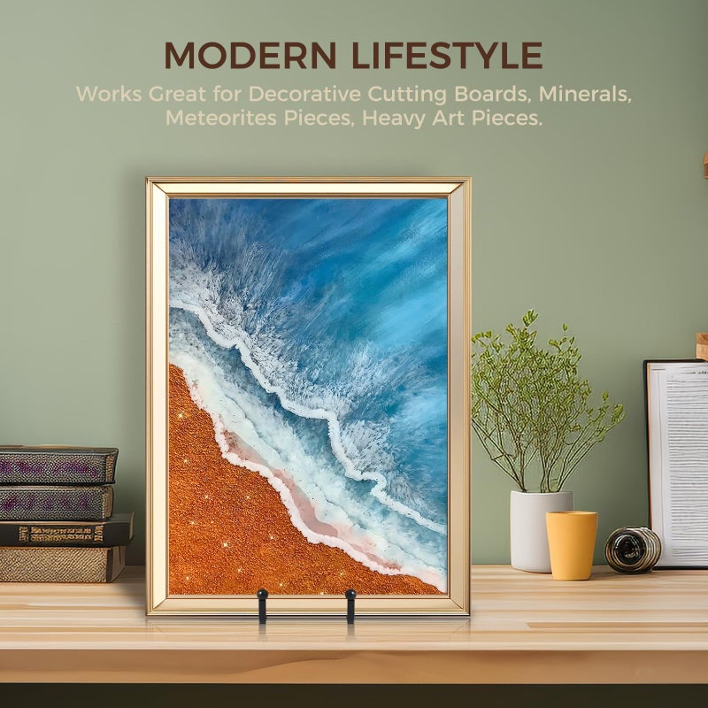 DIDUDIDU Large Plate Holder Display Stand - 12 inch Super Tall Big Plate Stands for Heavy Duty Display - Metal Picture Frame Stand - Tabletop Easel Stand for Decorative Platter | Plaque | Book - 2 Pack - Black - Image 5